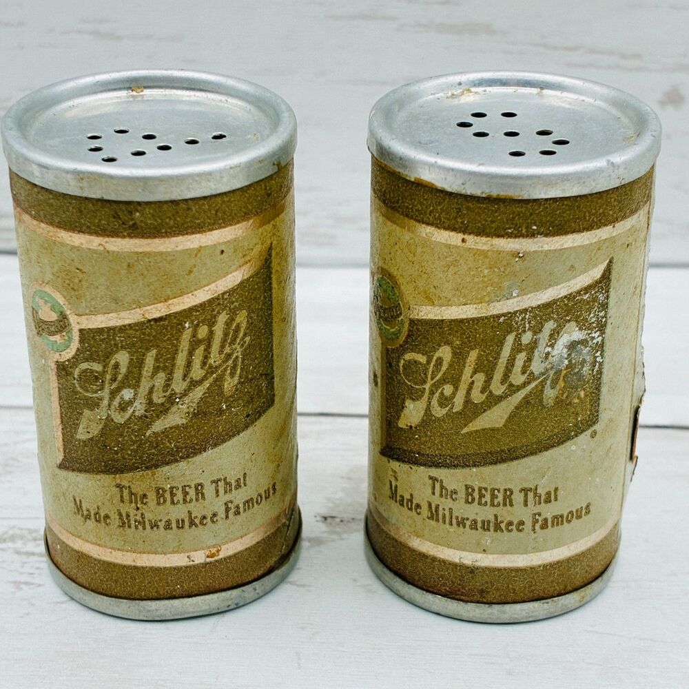 Vintage Schlitz Beer Can Shaped Salt & Pepper Shakers